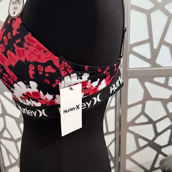 Hurley Women's Black and Red Patterned Bralette - Picture 3 of 7